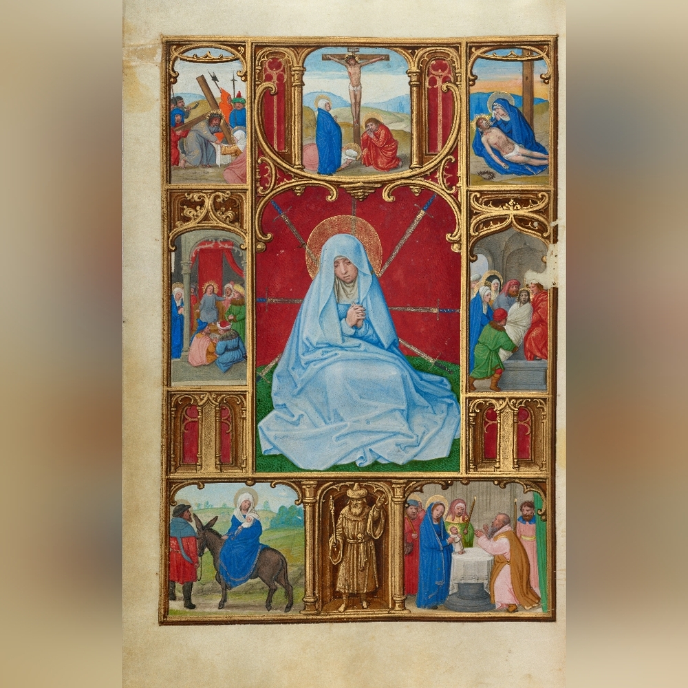 Illuminated Manuscript Page with Religious Scenes Art Print